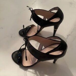 Gorgeous Escada High Heel Sandals, Black Leather, Size 38